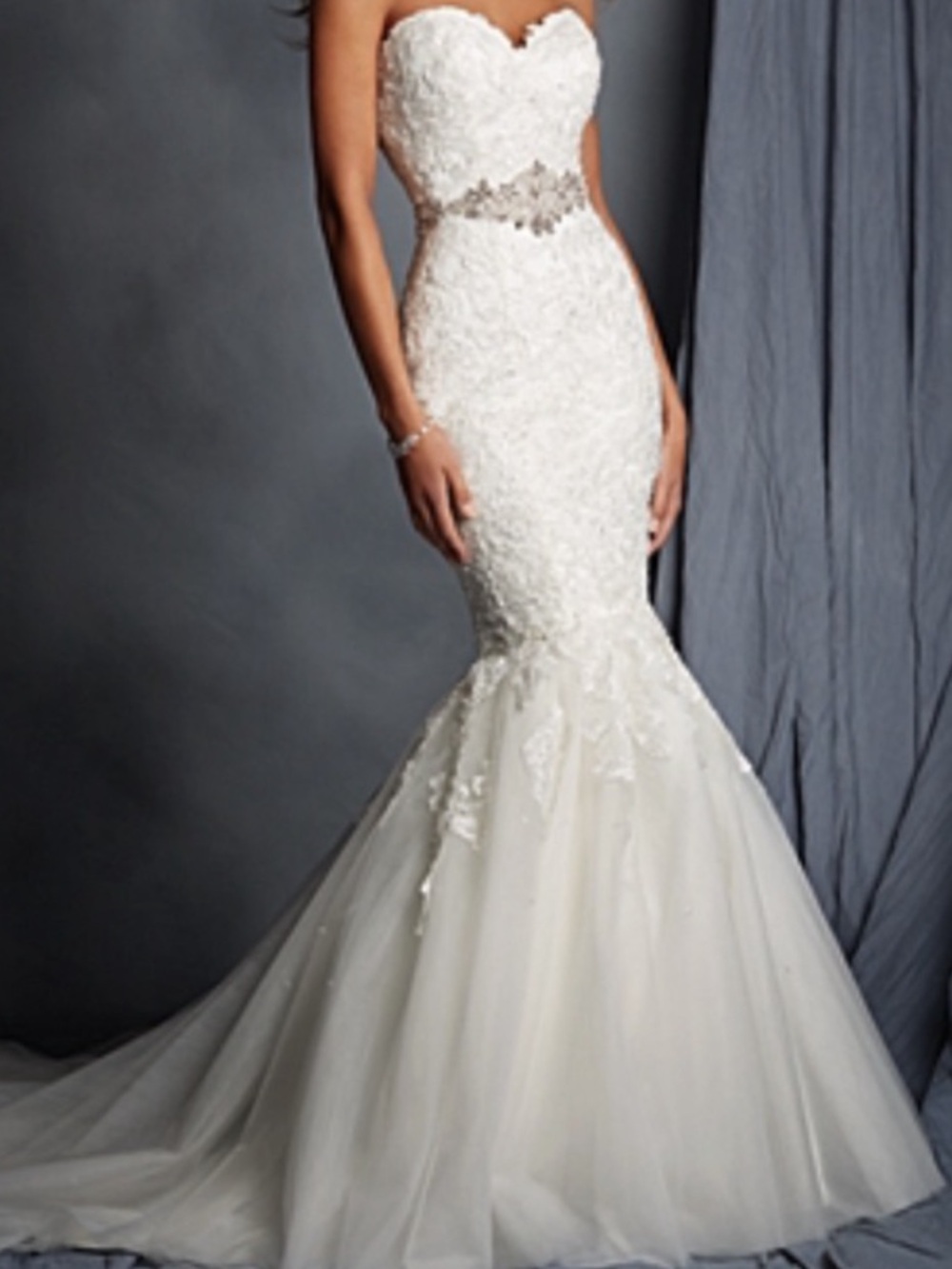 Alfred Angelo ivory wedding dress with beaded waist detail style 2526